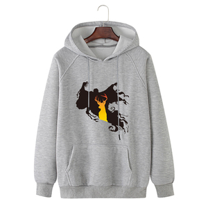 Sudadera con Capucha Unisex Blanca con Estampado de Ciervo, Tejido de Algodón, Informal, Otoñal, con Bolsillo Frontal con Logotipo, Corte Regular - Product Image 6