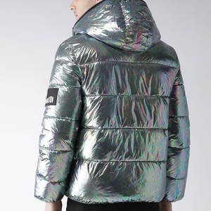 Blouson matelassé enduit pour homme, coupe classique, imperméable, softshell, avec fermeture éclair, imprimé lettres, chaud, respirant, coupe-vent, streetwear d'hiver - Product Image 3