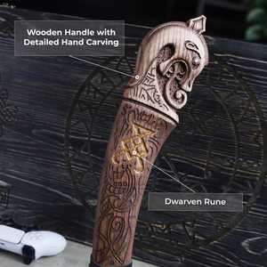 Double Blade Tactical Axe Forged Steel Head Wood Handle Decorative <b>Engraved</b> Design Broad Axe Tree Felling <b>Tool</b> - Product Image 6