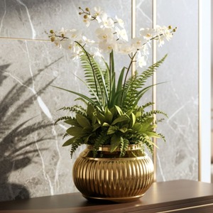 Vase de table fait main, design côtelé, bol décoratif traditionnel 17cm x 12cm - Product Image 4