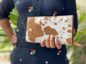 Bolso de mano de cuero de vaca para mujer, cartera elegante - Product Image 3