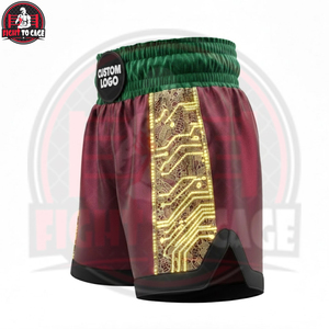FIGHT CAGE GEARS Édition Or Bordeaux Qualité Supérieure Nouvelle Arrivée Short de Boxe Personnalisé en Polyester Respirant Équipement d'Entraînement - Product Image 4