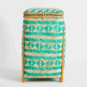 Storage bins lidded <b>basket</b> crafted by hand eco friendly <b>bamboo</b> laundry hamper bin produced in Vietnam - Product Image 4