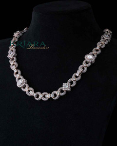 S925 Moissanite <b>Statement</b> <b>Necklace</b> Baguette Cut Link Chain Luxury Unisex Party Jewelry - Product Image 1