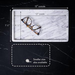 Marble Tray for Bathroom Countertop, Kitchen Counter, or Catchall - 13" x 7½" Large Vanity Tray for Skincare or <b>Perfume</b> - Product Image 3