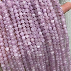 Cuentas de Kunzita natural, cuentas redondas de cristal rosa, hilo de piedras preciosas para hacer joyas, manualidades DIY - Product Image 2