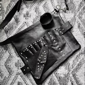 Étui pour ciseaux de barbier en cuir véritable fait main, pochette pour ciseaux de coiffeur avec ceinture de taille et bandoulière amovibles LBSH-0002 - Product Image 1