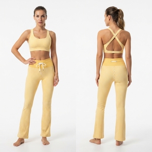 Flare Leg High Waist Full Length <b>Leggings</b> Stripe Printed Women Yoga <b>Leggings</b> Soft Polyester Fabric Daily Wear Flare <b>Leggings</b> - Product Image 2