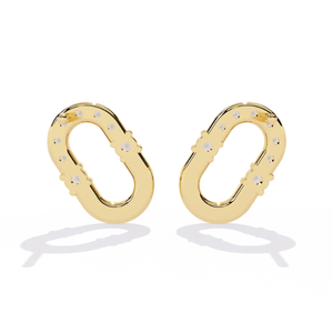 Boucles d'oreilles clous Ajretail en or 14 carats avec diamant naturel 0,21 ct, motif floral, style ethnique, couleur HI, clarté VS-SI, maillons éternels, boucles d'oreilles fines - Product Image 5