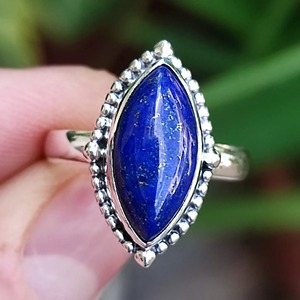 <b>Lapis</b> <b>Lazuli</b> <b>Ring</b> 925 Sterling Silver Handmade Boho Statement Promise Jewelry for Women Natural Marquise Shape Gemstone - Product Image 2