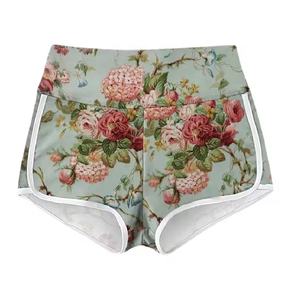 Confortable imprimé fleuri coton/polyester tissu multicolore décontracté Fitness Shorts été pas cher prix vêtements de sport femmes vêtements - Product Image 2