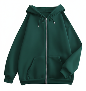 Sweat à capuche zippé pour femme, tricoté, avec cordon de serrage, coupe oversize, confortable, classique, avec poches et logo frontal, pour l'hiver et l'automne - Product Image 1