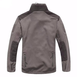 Custom Multi Pocket Utility Fleece Jacket Men Olive Green Tan Tactical <b>Stand</b> Collar Full Zip Up Outdoor Thermal Warm Coat - Product Image 1