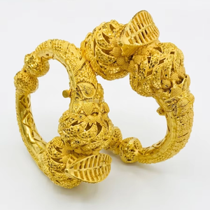 Women’s Handmade 1K Gold Plated Copper Brass <b>Bangles</b> <b>Set</b> | Traditional Designer Jewelry | High Quality Bridal Wedding Party Wear - Product Image 1