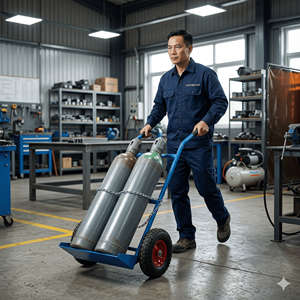 Steel Gas Cylinder <b>Trolley</b> Heavy Duty 200kg Oxygen Cylinder Cart for Industrial Welding Equipment - Product Image 3