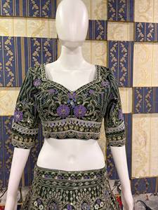 Venta caliente diseñador indio Lehenga con Dupatta, seda satinada con bordado ropa de fiesta de trabajo traje de Bollywood al por mayor Choli - Product Image 6