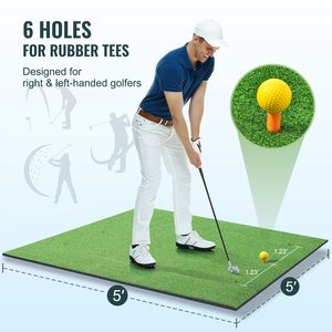 Tappetino da Golf 5x5ft in Erba Sintetica Rinforzata con 3 Tee in Gomma, Materiale EVA, Ausilio per l'Allenamento Golfistico - Product Image 4