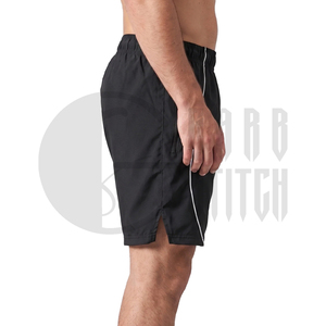 Pantalones Cortos Deportivos de Secado Rápido para Hombre, Cintura Elástica, Franja Lateral, Color Sólido, Poliéster, Estilo Bermuda - Product Image 4