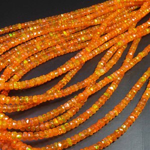 Cuentas de Ópalo Etíope Welo Naranja Natural, Hilo de 16 pulgadas, Gema de Ópalo Facetada de Fuego Intenso, 3.5-5mm, Rondelle de Alta Calidad con Perforación Central - Product Image 2