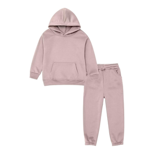 Conjunto Deportivo Clásico Color Rosa Pálido para Niños, Pantalones Deportivos Ultra Suaves de Algodón Tejido, Cálidos y Cómodos para Otoño e Invierno - Product Image 1