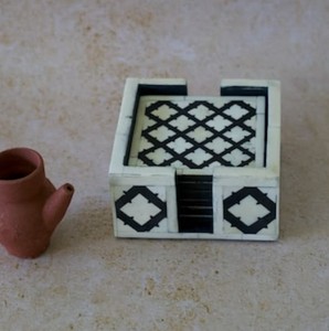 Trending Bone Inlay <b>Coaster</b> <b>Set</b> For Home Hotels Handmade Square Cup <b>Coasters</b> Luxury Dining Coffee Table Accessories Custom Logo - Product Image 1
