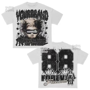 เสื้อยืดฮิปฮอปสไตล์ฮาราจูกุแขนสั้นพอดีตัวลำลองพิมพ์ลาย Y2k สไตล์ย้อนยุคออกแบบได้ตามต้องการ - Product Image 4