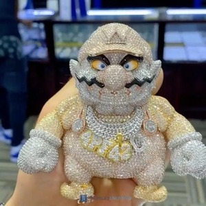 Colgante de Lujo de Plata de Ley 925 con Moissanita Totalmente Incrustada, Diseño Angry Wario, Colgante de Dibujos Animados, Colgante para Raperos, Dvars Diamond - Product Image 2