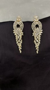 ZAWO Best Quality Gold Plated VVS1 Mossinate <b>Diamond</b> <b>Dangle</b> <b>Earrings</b> with Eye-Catching Designs for Wedding Party & Gift - Product Image 4