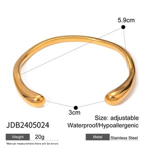 Brazalete de Acero Inoxidable con Baño de Oro 18K, Estilo Hip Hop Europeo Americano, Diseño Irregular Martillado Ondulado, para Mujer, Estilo Punk, Ideal para Fiestas - Product Image 4