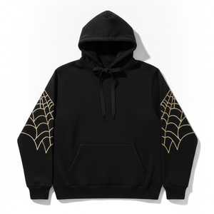 Sudadera con capucha vintage de hombre, extragrande y de peso pesado, con gráfico de telaraña de araña y pedrería, al por mayor - Product Image 1