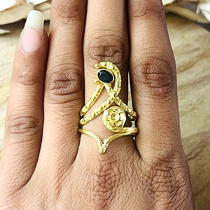 Hot Design Boho <b>Snake</b> Black Onyx <b>Ring</b> Boho Brass Jewelry for Women 18k Gold Plated <b>Snake</b> Floral <b>Ring</b> for Wholesale/OEM/ODM - Product Image 6