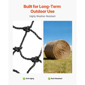 Red de Heno Reforzada con Diseño Anudado para Cuidado Equino, 4.92 x 4.92 x 4.92 pies, Agujeros de 1.75 Pulgadas, Material PE, Bridas de Sujeción, Aguja de Cierre - Product Image 5