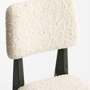 Silla de Comedor Moderna Tapizada con Asiento y Respaldo de Lana Suave, Patas de Madera Estilo Mid-Century, Muebles para el Hogar - Product Image 6