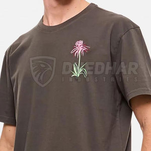 T-shirts personnalisés en gros avec logo imprimé ou brodé, 100 % coton, col rond, coupe ample, service OEM personnalisé, couleur unie, broderie sur t-shirt - Product Image 3