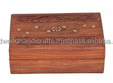 Decorative Carved Wooden Boxes Home Office Locking Wood Storage Hinged Lid Keepsake Carved Wooden <b>Box</b> - Product Image 1