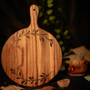 Planche à découper ronde de qualité supérieure 100% acacia, écologique, passe au lave-vaisselle, pour une utilisation à la maison et en cuisine - Product Image 1