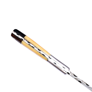 Couteau de chasse artisanal en acier Damas, lame à pointe tombante avec manche en ivoire et étui en cuir, lame fixe de 4 pouces, usage extérieur - Product Image 5