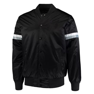 Veste en satin noir pour homme, couleur unie, doublure en satin, col rabattu, coupe classique, fermeture à boutons simple, style décontracté - Product Image 4