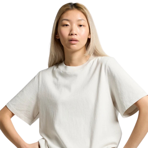 Camiseta de algodón de manga corta con cuello redondo para mujer, diseño liso y holgado, informal, venta al por mayor, OEM, camiseta básica de jersey - Product Image 4
