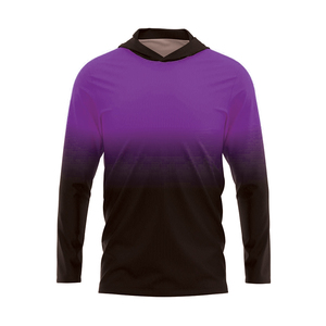 Maillot de football pour homme à manches longues, dégradé violet et noir, sublimé, en polyester respirant, coupe classique, toutes saisons - Product Image 1