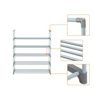 Scarpiera a 5 livelli grigia, scaffale salvaspazio per camera da letto, ingresso, corridoio, armadio - Design semplice per uso domestico - Product Image 5