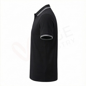 Polo à manches courtes pour homme, noir, 100% coton piqué, respirant, coupe classique, design tricoté uni - Product Image 3