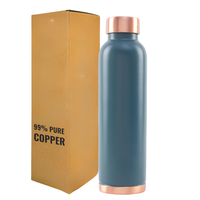 Bouteille d'eau en cuivre pur à 100 %, 950 ml |   Bouteille d'eau ayurvédique anti-oxydante sans BPA et étanche |   Fabriqué en Inde