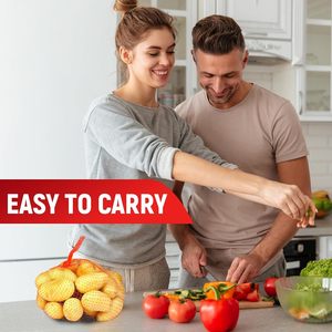 Bolsa de malla para almacenamiento de verduras para refrigerador, bolsa de malla con cordón, bolsas para productos frescos, bolsa reutilizable y lavable para almacenamiento de cebollas, bolsa para el mercado de agricultores - Product Image 4
