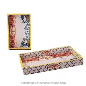 WDF Unique Cuisine Plateaux Ensemble Alimentaire Bois Valet Plateaux Plateau De Service Partie extra Large Acacia Bois Plateau De Service Avec Poignées - Product Image 1