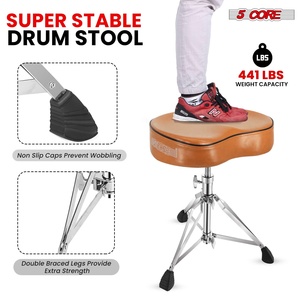 5 Core Drum Throne 4" <b>Padded</b> Guitar <b>Stool</b> Drummer Chair Adjustable Musician Seat - Product Image 5