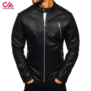 Men's Winter Canvas Leather Jackets with Washed Stand Collar Zipper Closure Sheep Fur Trim Breathable Plus Sized Wholesale - Product Image 1