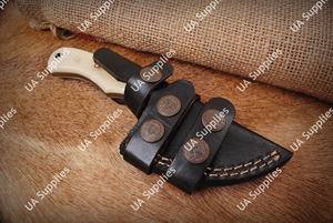 Couteau de chasse de luxe à lame fixe en damas forgé à la main, manche en os de chameau, personnalisable, vente en gros, OEM, pour la chasse, le camping, l'EDC, la survie - Product Image 6