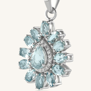 Colgante de aguamarina y circonita en plata de ley 92.5 KLSP-50347 - Product Image 3
