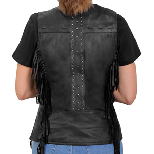 Women's Genuine <b>Leather</b> Vest Slim Fit Motorcycle Biker Outerwear Stylish <b>Sleeveless</b> Waterproof Windproof V-Neck Fashion Wear - Product Image 4